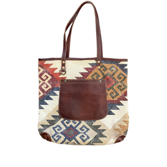 Myra Bag Handbags - Myra Bag Tote Purse Southwestern Pattern Leather Pocket
